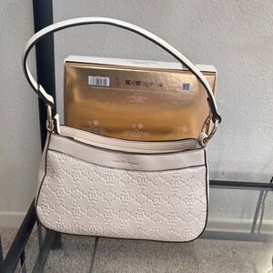 Nanette Lepore Cream Embossed Shoulder Bag